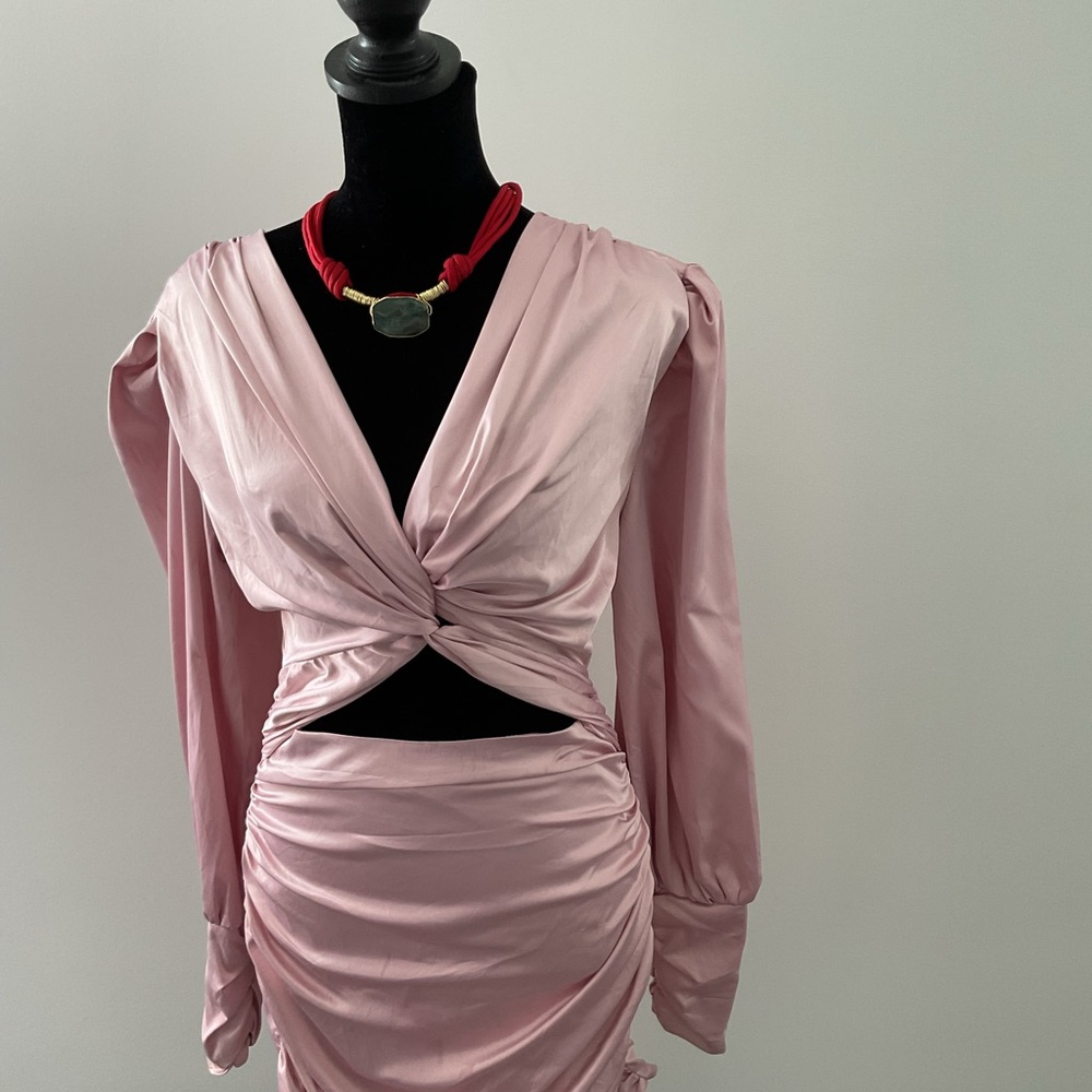 Pink Satin Twist Dress